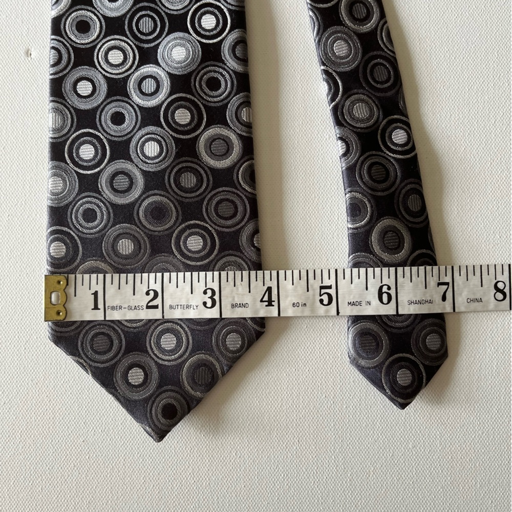 Ted Baker Black And Gray Circle Pattern Silk Tie - image 5